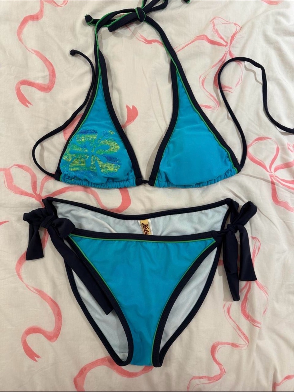 Vintage 2000s Y2K Hobie Tropical Surf Hibiscus Bikini Set